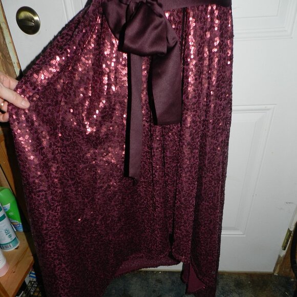 Isabel Toledo for LB sleeveless V-neck high-low wine sequin maxi NWT/🆕⌚📦🏃💨🚚 - Picture 10 of 16